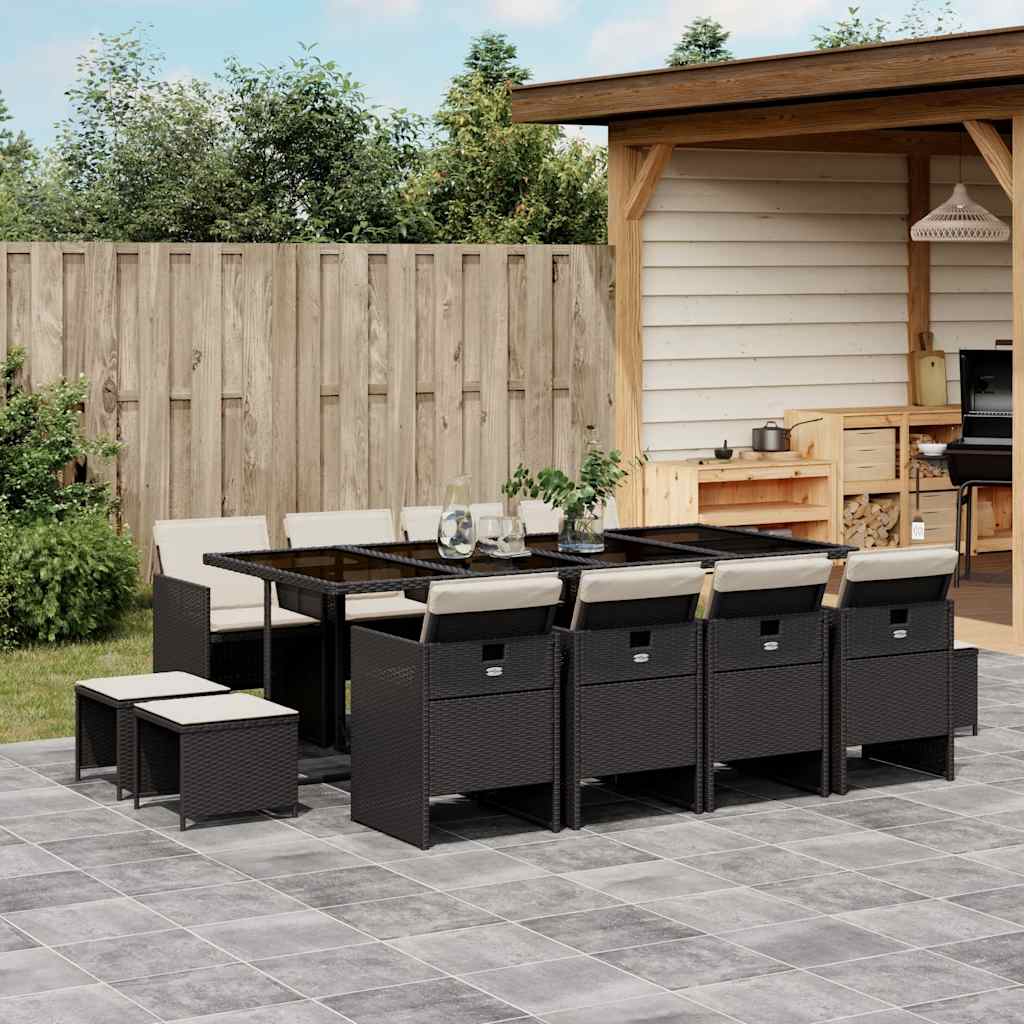 vidaXL 9-piece Garden Dining Set Poly Rattan Black