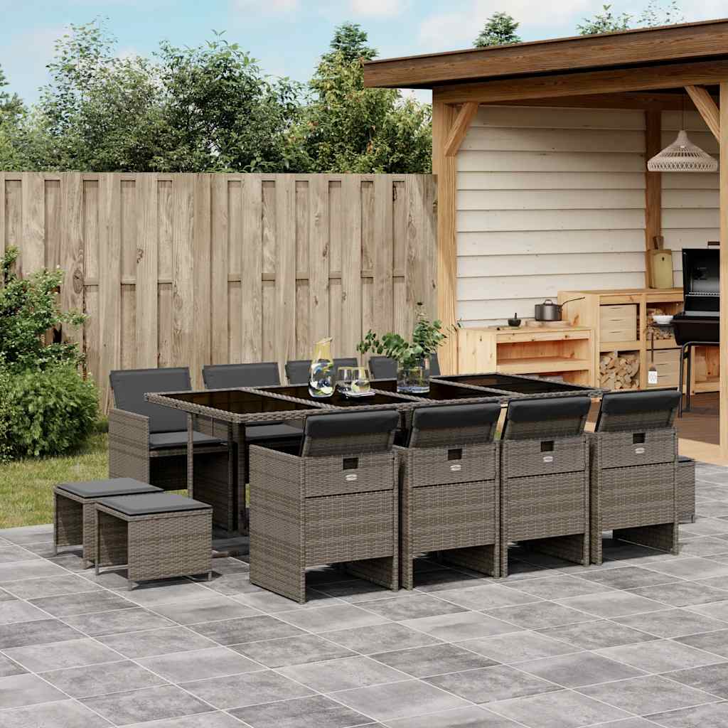 vidaXL 9-piece Garden Dining Set Poly Rattan Black