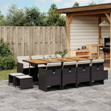 vidaXL 9-piece Garden Dining Set Poly Rattan Black