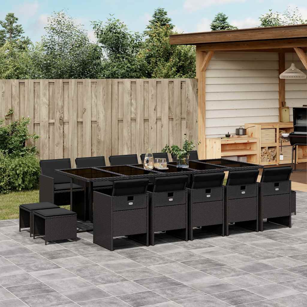 vidaXL 9-piece Garden Dining Set Poly Rattan Black