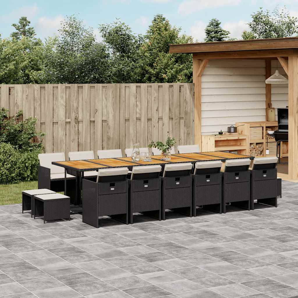 vidaXL 9-piece Garden Dining Set Poly Rattan Black