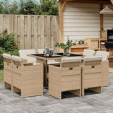 vidaXL 9-delige Tuinset poly rattan zwart