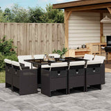 vidaXL 9-delige Tuinset poly rattan zwart
