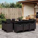 vidaXL 9-delige Tuinset poly rattan zwart