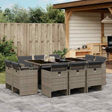 vidaXL 9-delige Tuinset poly rattan zwart