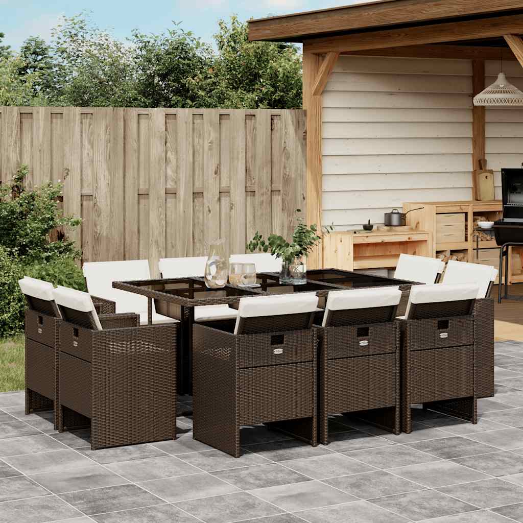 vidaXL 9-delige Tuinset poly rattan zwart
