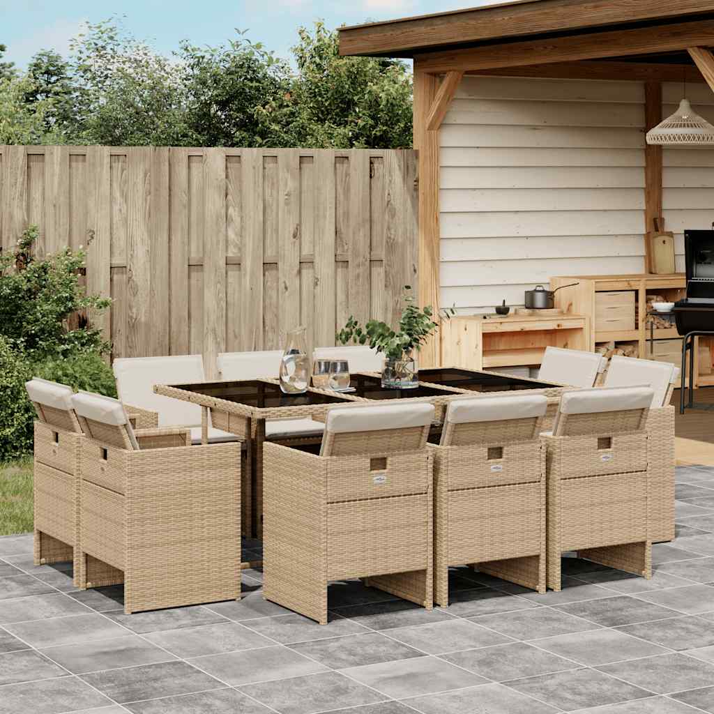 vidaXL 9-delige Tuinset poly rattan zwart