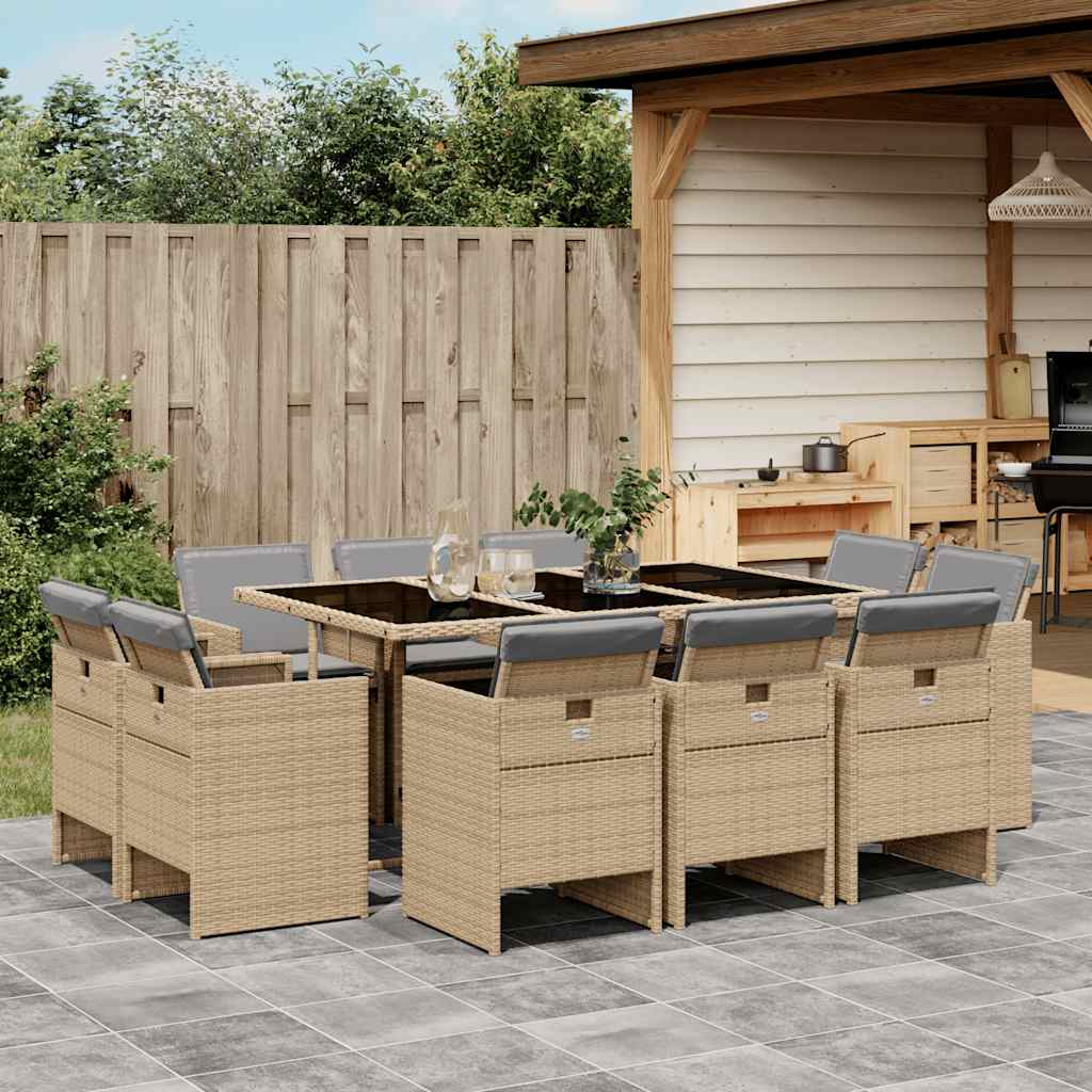 vidaXL 9-delige Tuinset poly rattan zwart