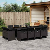 vidaXL 9-delige Tuinset poly rattan zwart