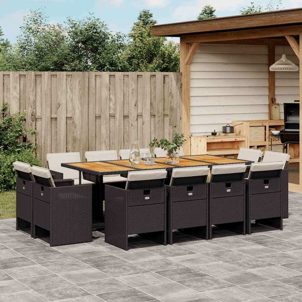 vidaXL 9-delige Tuinset poly rattan zwart