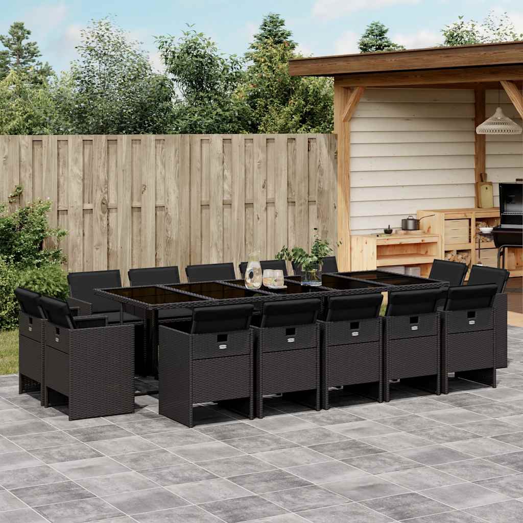 vidaXL 9-delige Tuinset poly rattan zwart