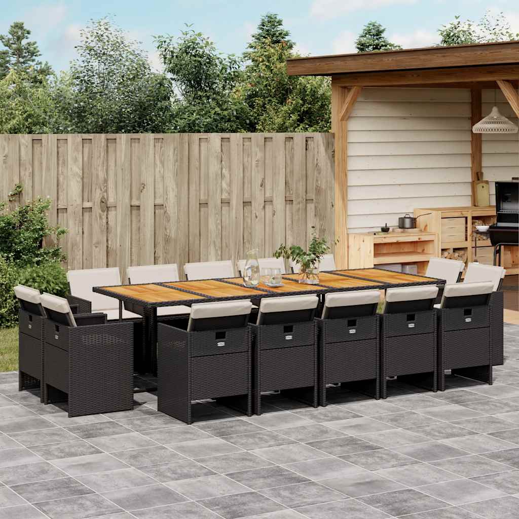 vidaXL 9-delige Tuinset poly rattan zwart
