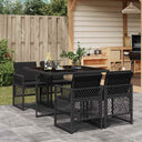 vidaXL 5-delige Tuinset met kussens poly rattan zwart