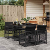 vidaXL 5-delige Tuinset met kussens poly rattan zwart