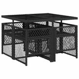 vidaXL 5-delige Tuinset met kussens poly rattan zwart