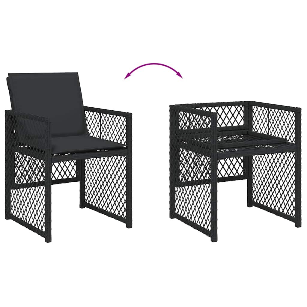 vidaXL 5-delige Tuinset met kussens poly rattan zwart