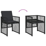vidaXL 5-delige Tuinset met kussens poly rattan zwart