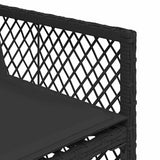vidaXL 5-delige Tuinset met kussens poly rattan zwart