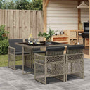 vidaXL 5-delige Tuinset met kussens poly rattan zwart