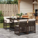 vidaXL 5-delige Tuinset met kussens poly rattan zwart