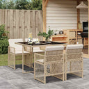 vidaXL 5-delige Tuinset met kussens poly rattan zwart