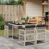 vidaXL 5-delige Tuinset met kussens poly rattan zwart