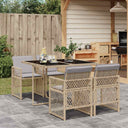 vidaXL 5-delige Tuinset met kussens poly rattan zwart