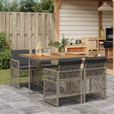 vidaXL 5-delige Tuinset met kussens poly rattan zwart