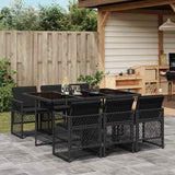 vidaXL 5-delige Tuinset met kussens poly rattan zwart
