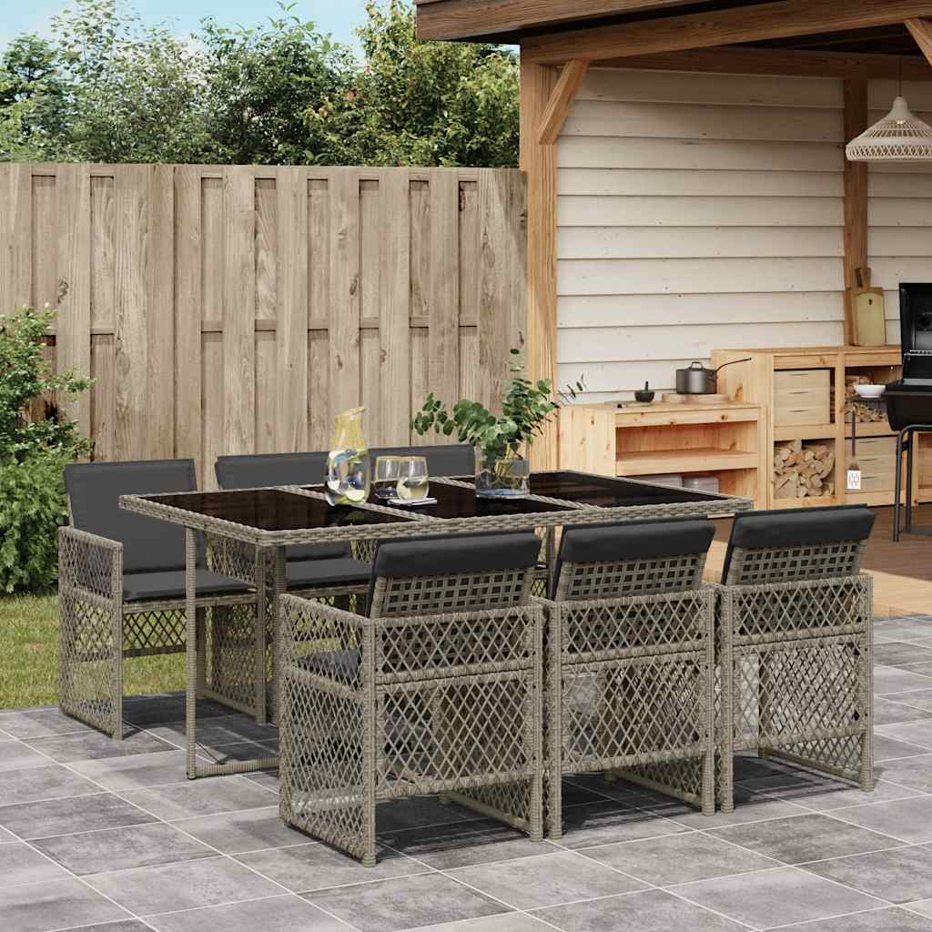vidaXL 5-delige Tuinset met kussens poly rattan zwart