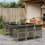 vidaXL 5-delige Tuinset met kussens poly rattan zwart