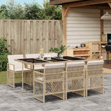 vidaXL 5-delige Tuinset met kussens poly rattan zwart
