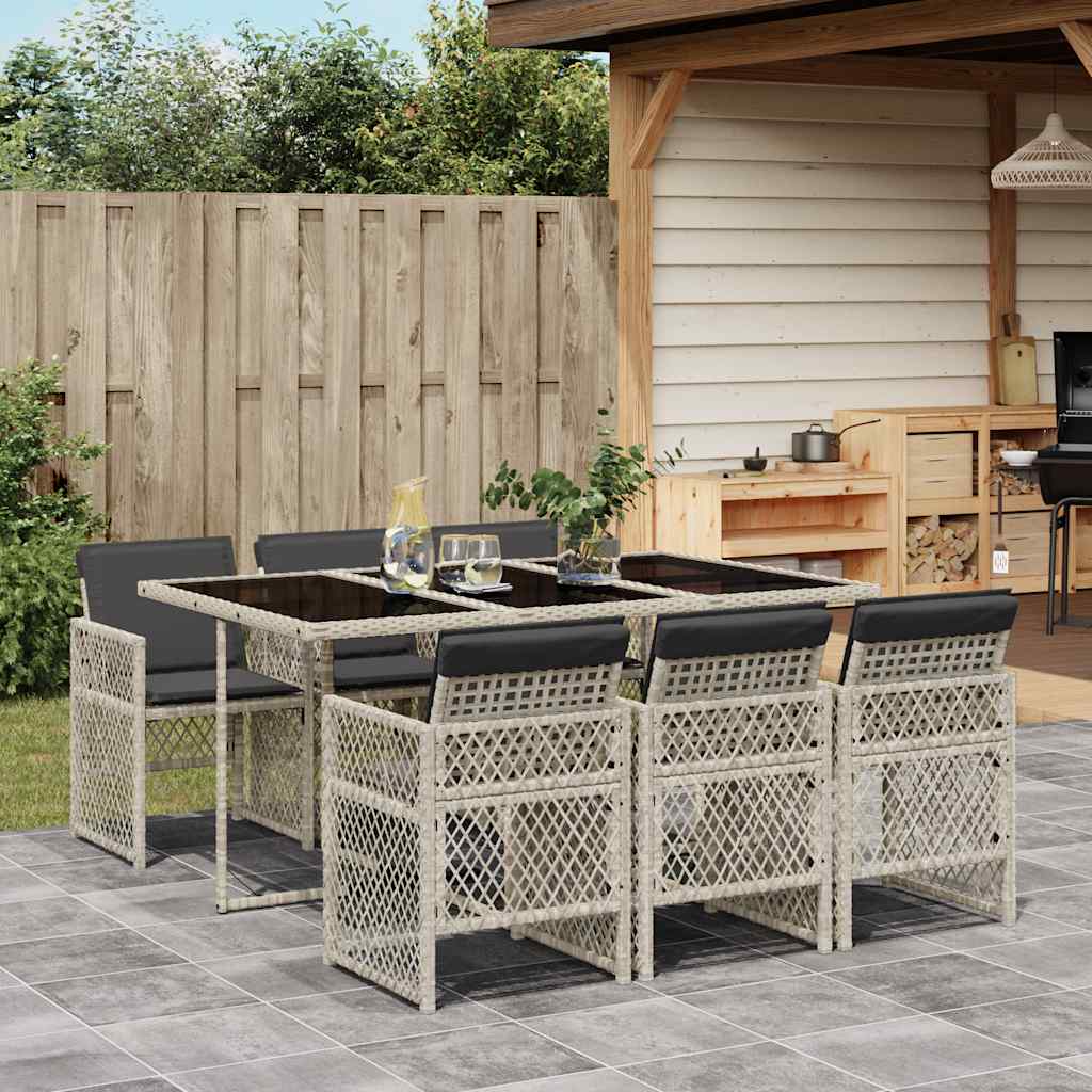 vidaXL 5-delige Tuinset met kussens poly rattan zwart
