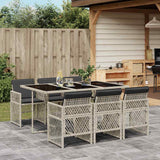 vidaXL 5-delige Tuinset met kussens poly rattan zwart