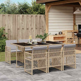 vidaXL 5-delige Tuinset met kussens poly rattan zwart