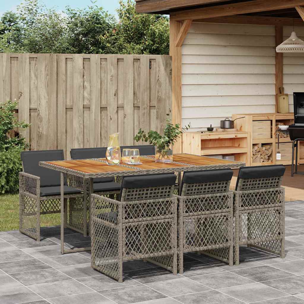 vidaXL 5-delige Tuinset met kussens poly rattan zwart