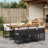 vidaXL 5-delige Tuinset met kussens poly rattan zwart