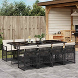 vidaXL 5-delige Tuinset met kussens poly rattan zwart