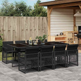 vidaXL 5-delige Tuinset met kussens poly rattan zwart