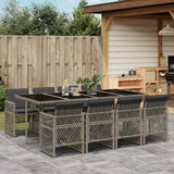 vidaXL 5-delige Tuinset met kussens poly rattan zwart