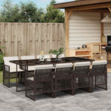 vidaXL 5-delige Tuinset met kussens poly rattan zwart