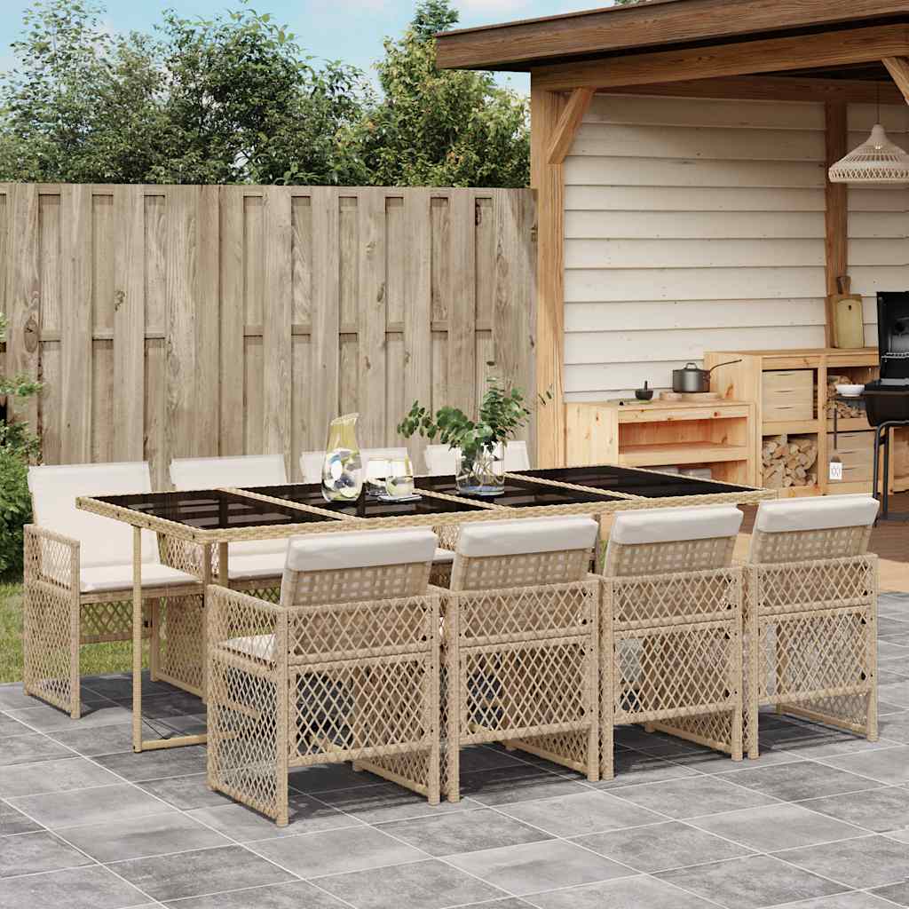 vidaXL 5-delige Tuinset met kussens poly rattan zwart