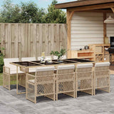 vidaXL 5-delige Tuinset met kussens poly rattan zwart