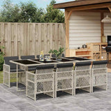 vidaXL 5-delige Tuinset met kussens poly rattan zwart