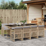 vidaXL 5-delige Tuinset met kussens poly rattan zwart