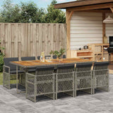 vidaXL 5-delige Tuinset met kussens poly rattan zwart