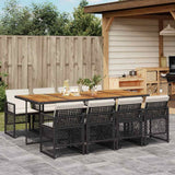 vidaXL 5-delige Tuinset met kussens poly rattan zwart