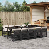 vidaXL 5-delige Tuinset met kussens poly rattan zwart