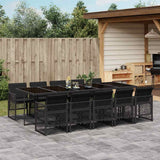 vidaXL 5-delige Tuinset met kussens poly rattan zwart