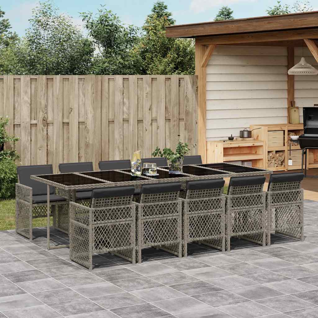 vidaXL 5-delige Tuinset met kussens poly rattan zwart